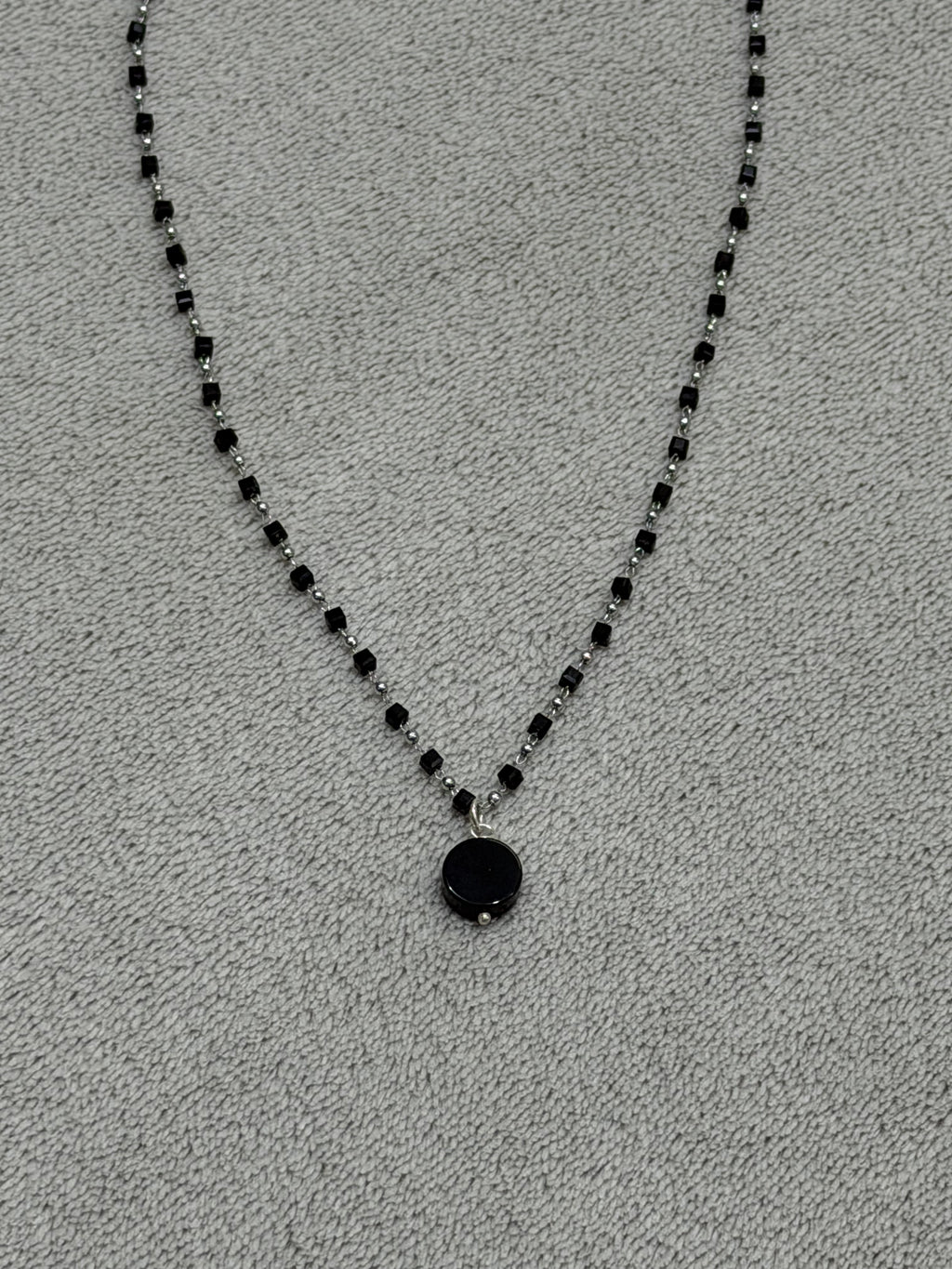 Stainless steel chain with black beads