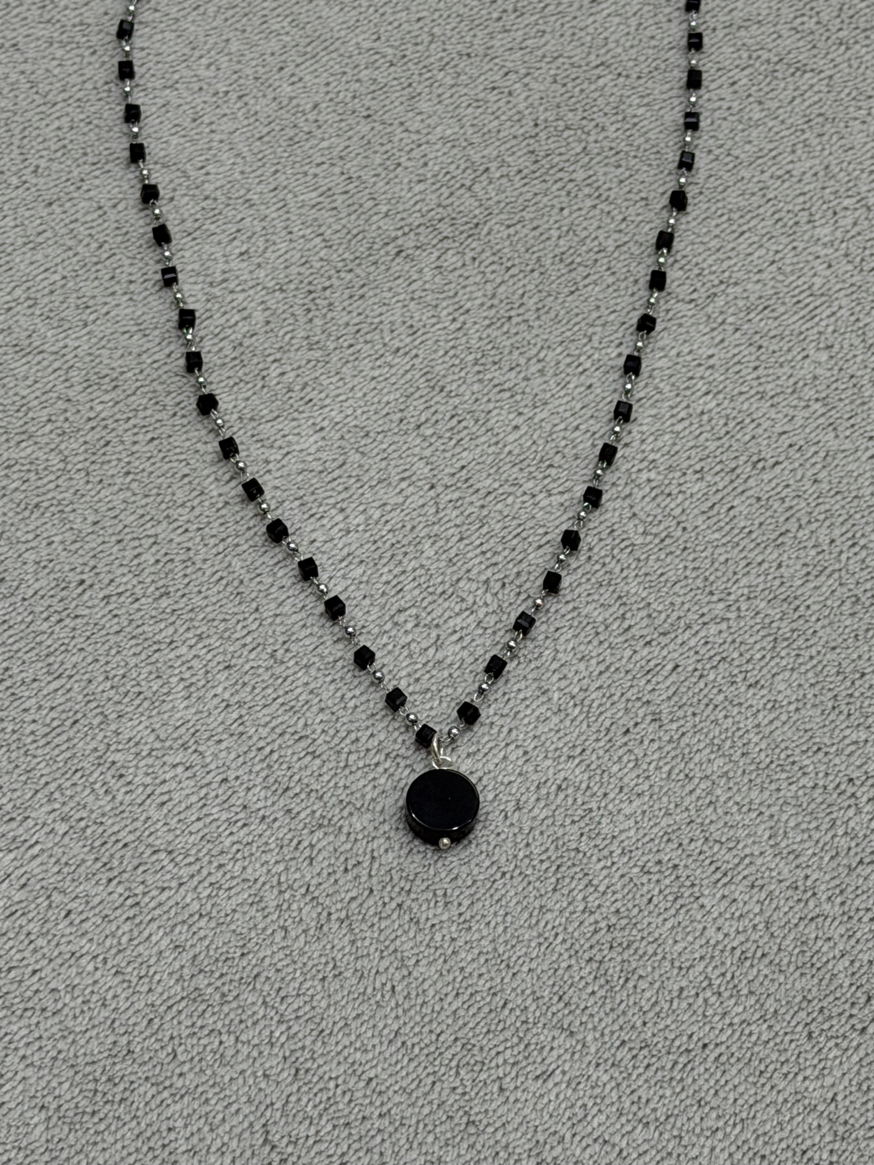 Stainless steel chain with black beads