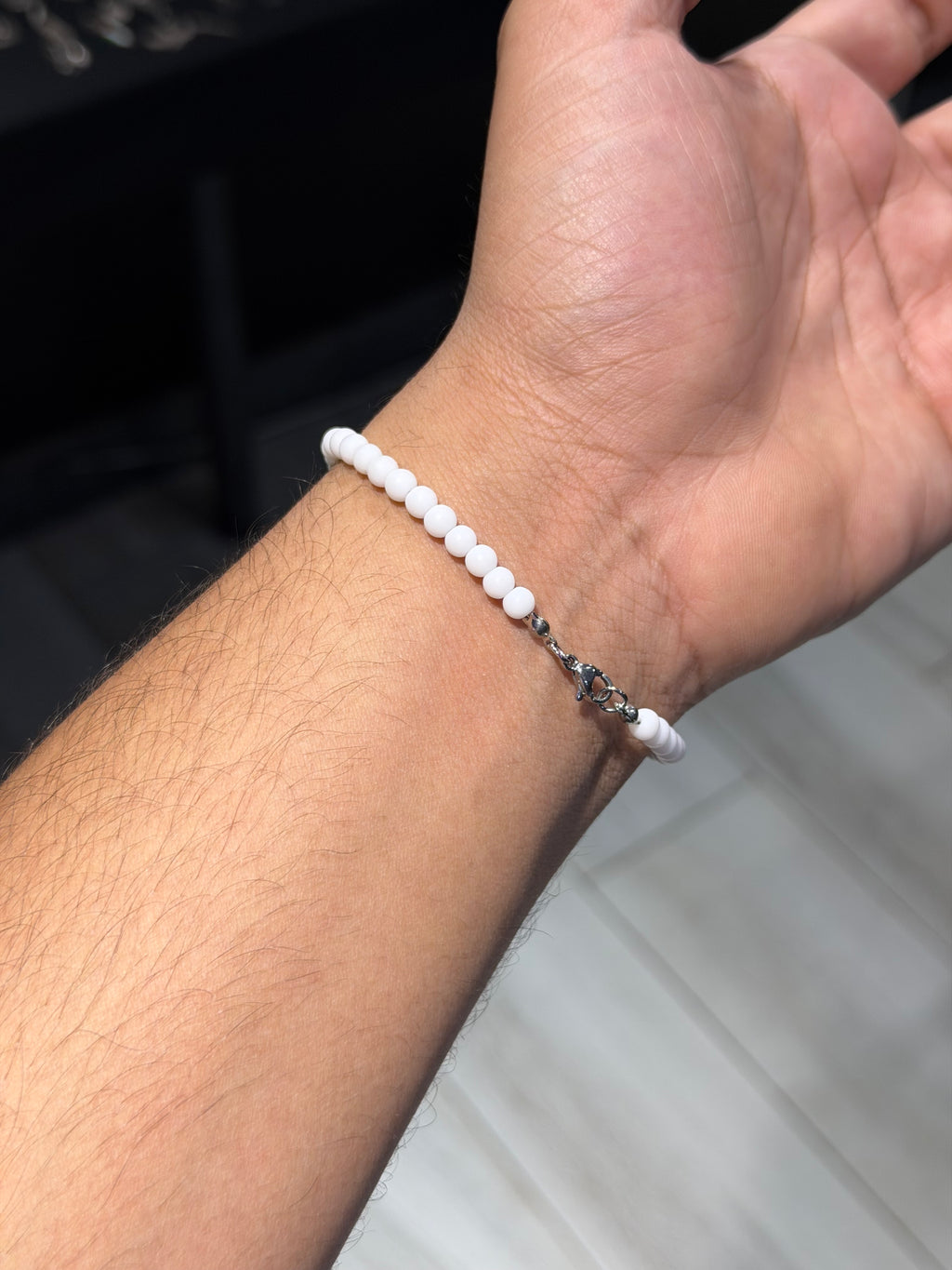 White Beaded Bracelet – Minimalist Style