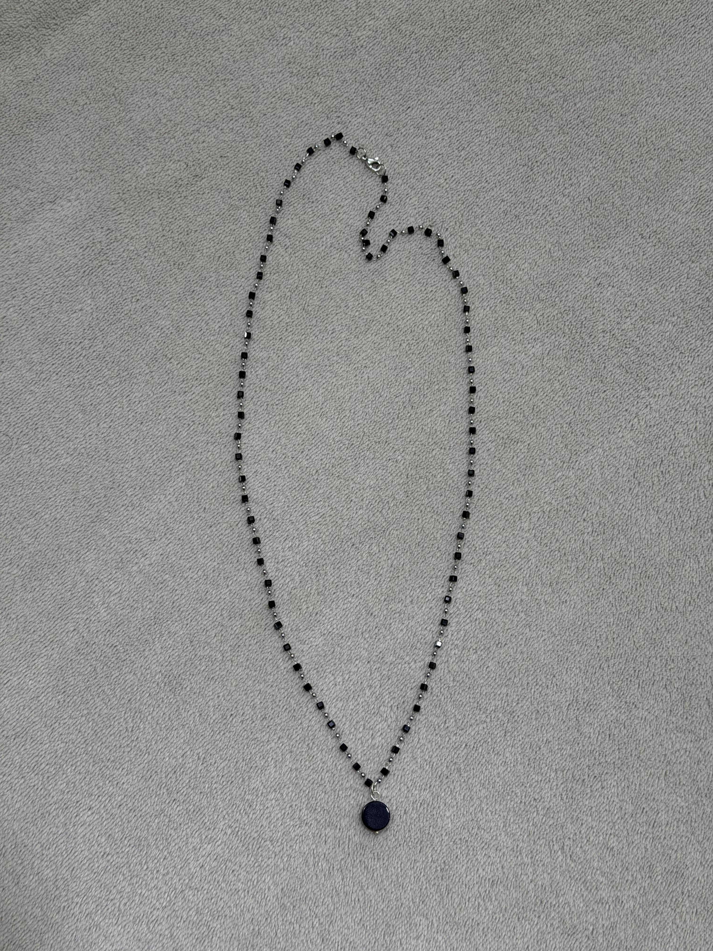 Stainless steel chain with black beads