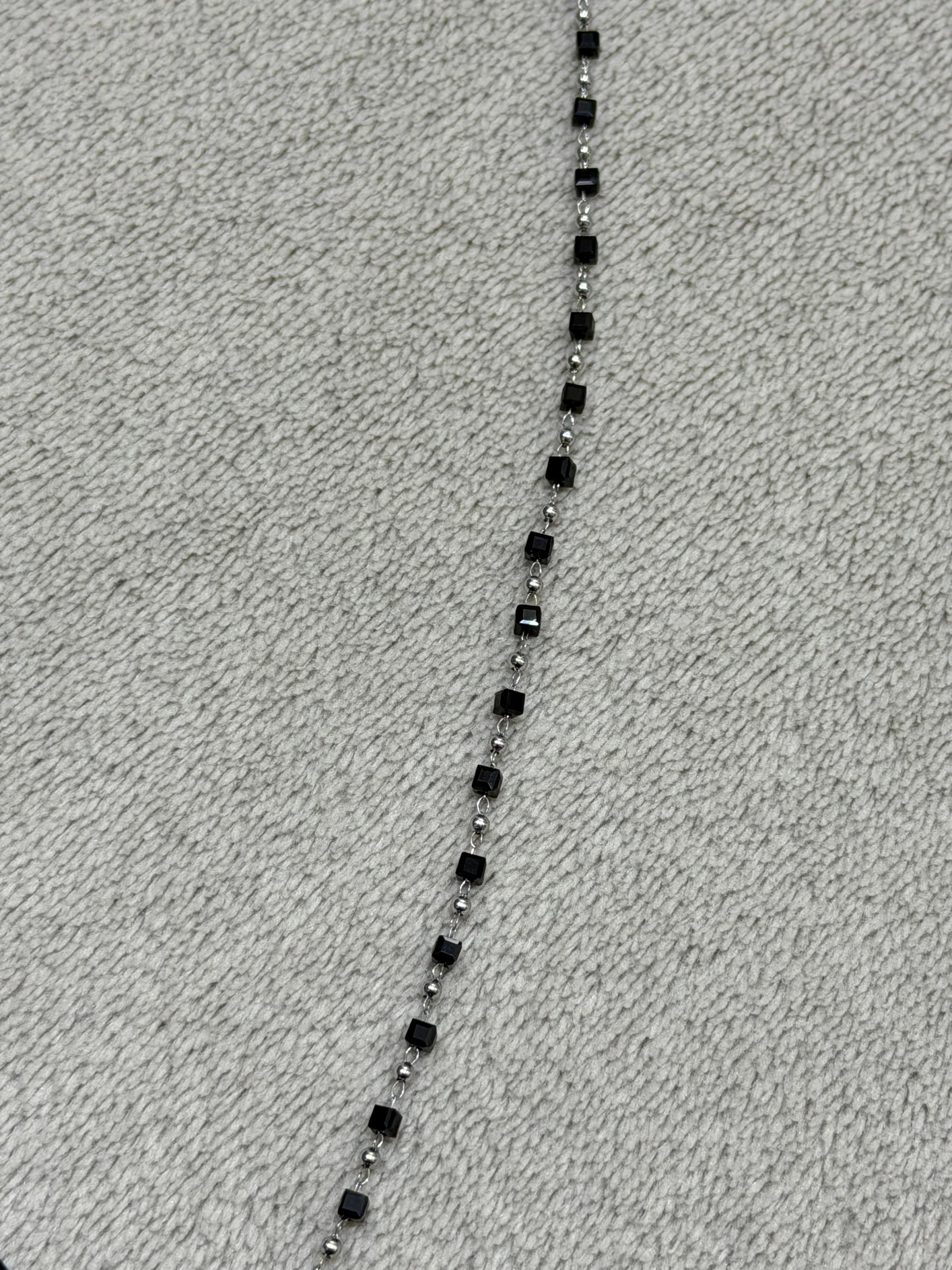 Stainless steel chain with black beads
