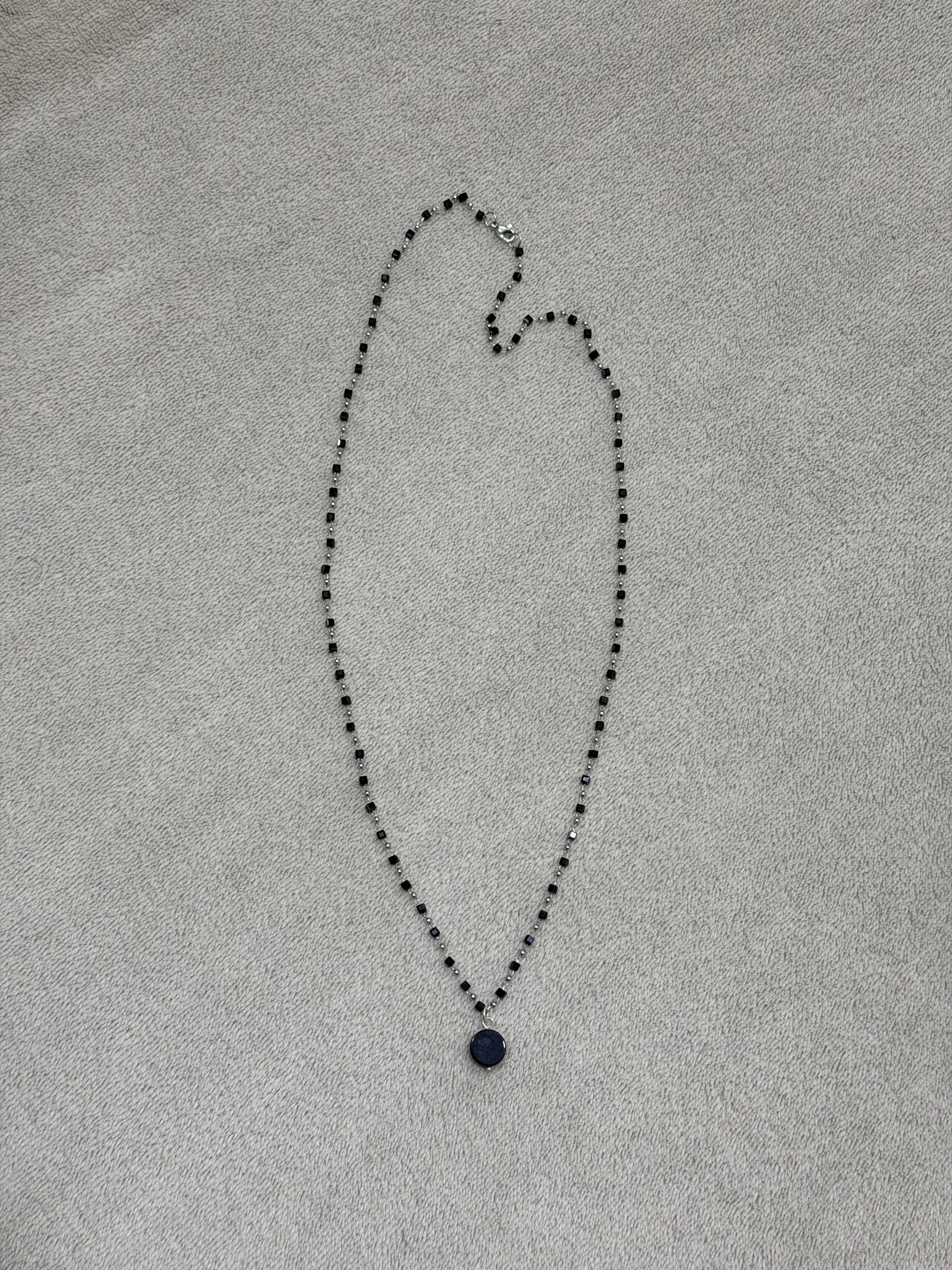 Stainless steel chain with black beads