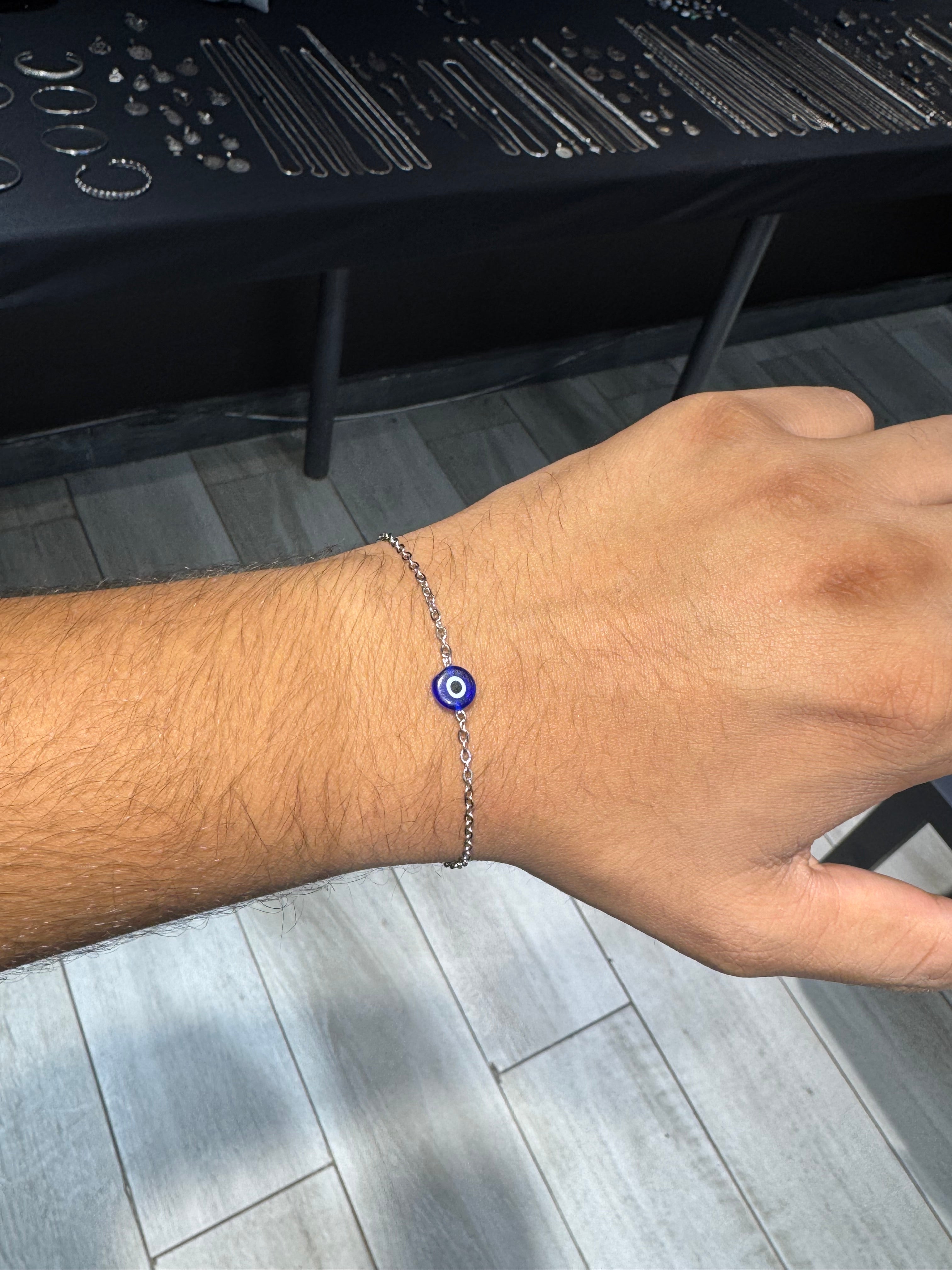 Original stainless steel bracelet with evil eye