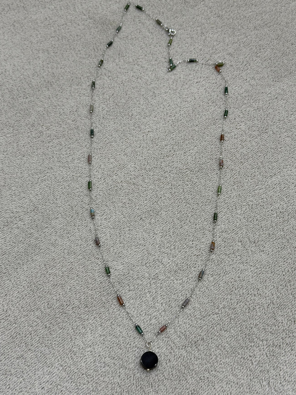 Stainless steel necklace with colorful beads