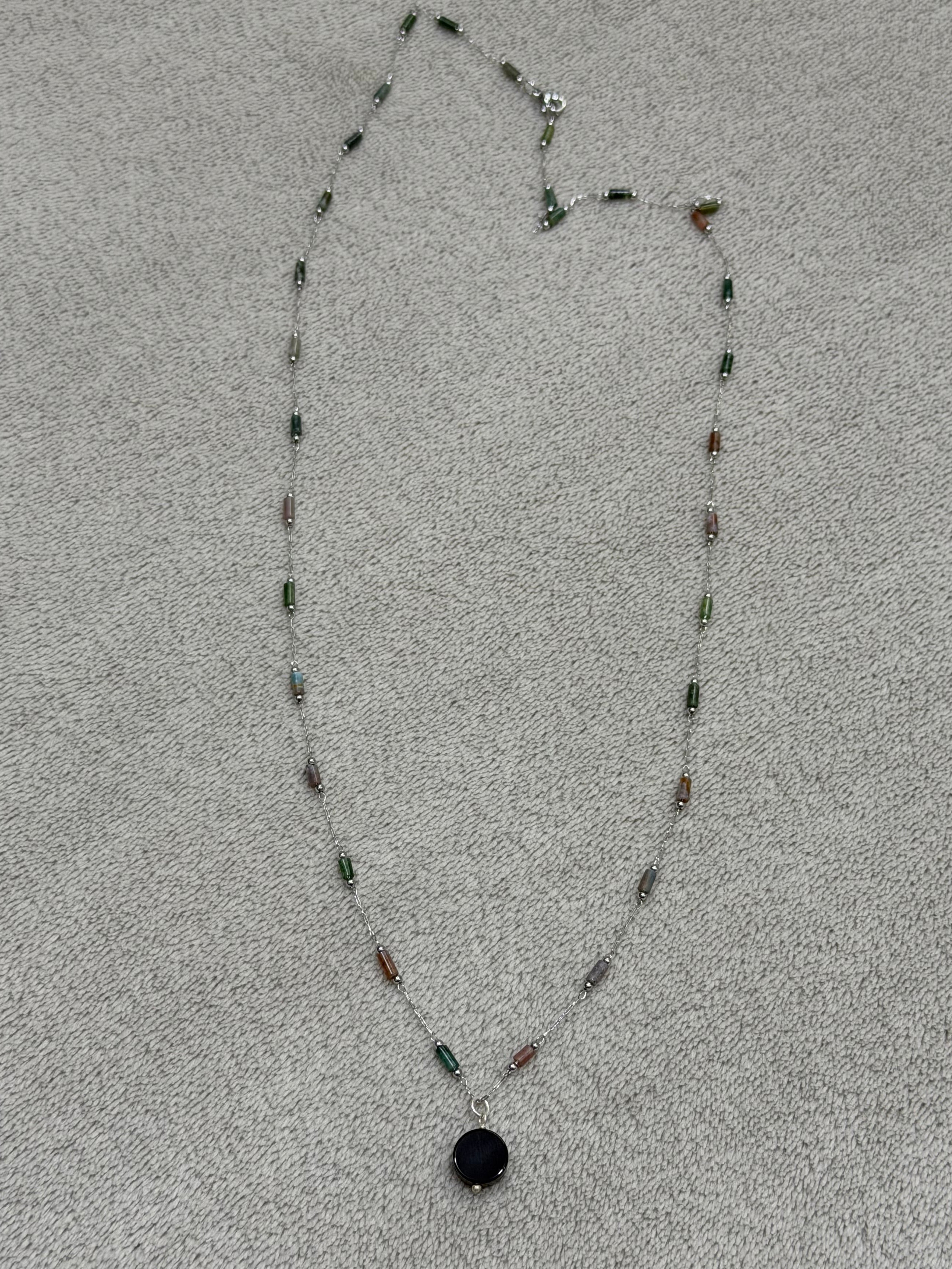 Stainless steel necklace with colorful beads