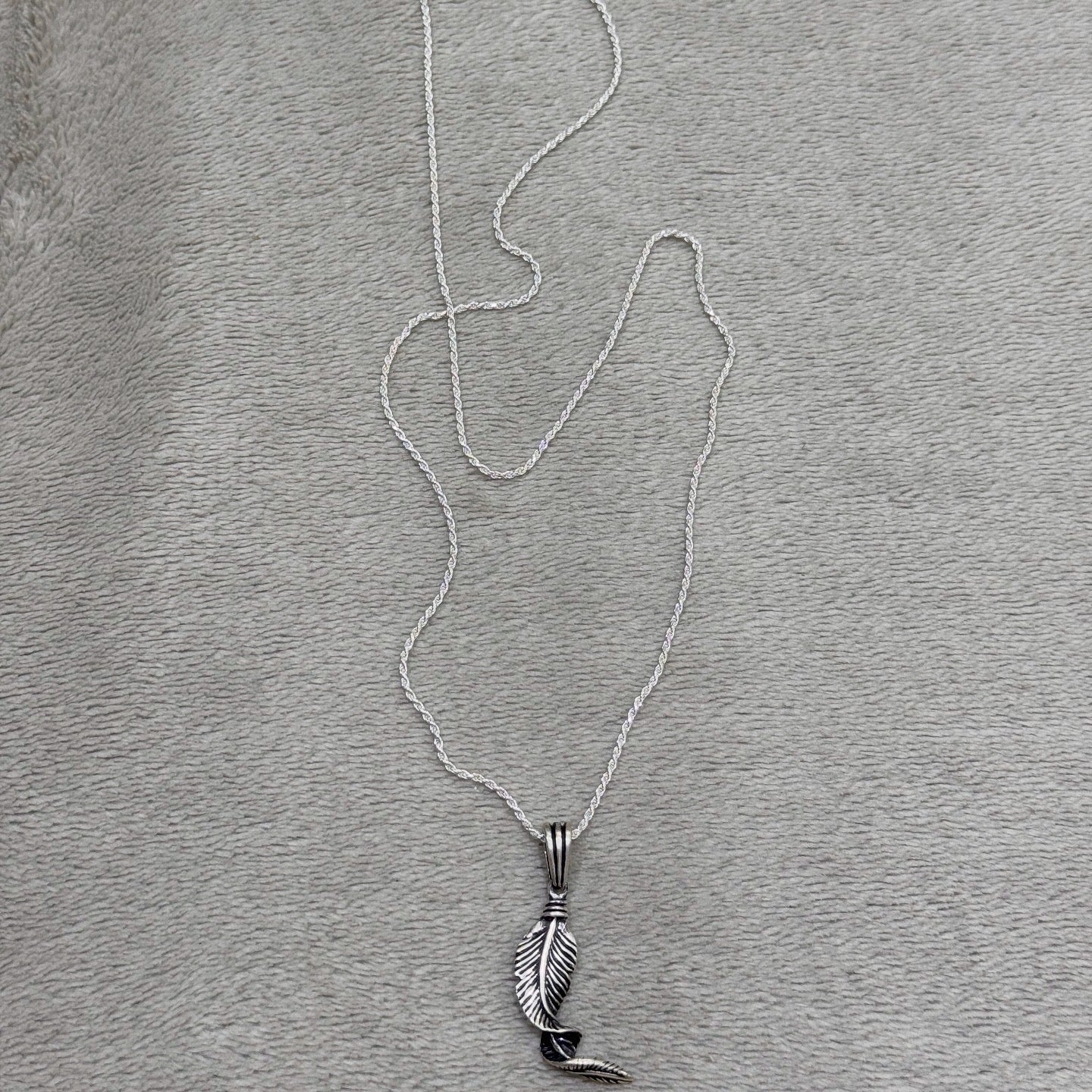 Original Italian silver necklace with feather pendant