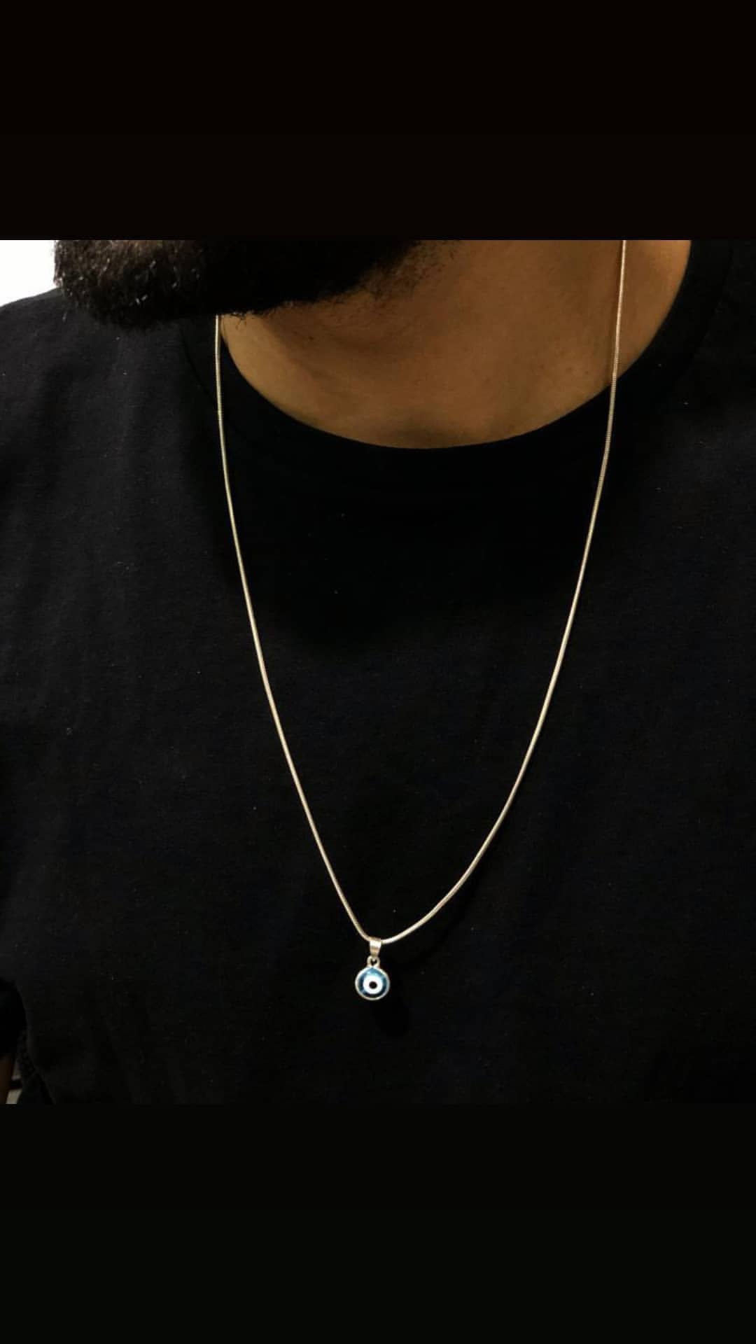 Thin tail mouse necklace with evil eye